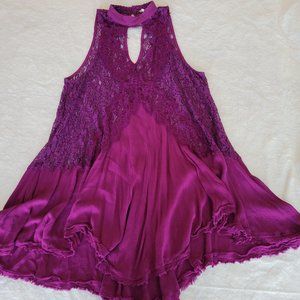 Free people tell tale heart sleeveless tunic in plum size S